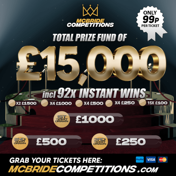 £15,000 4 WAYS TO WIN! 3 CASH PRIZES + INSTANT WINS