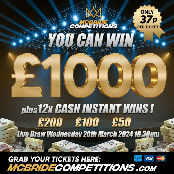 £1,000 FOR 37 + INSTANT WINS
