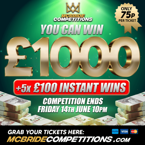 £1,000 FOR 75P + 5x £100 INSTANT WINS